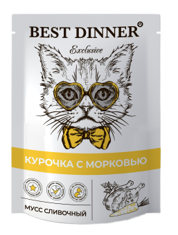 Паучи Best Dinner Exclusive Сливочный мусс для кошек и котят. Курочка с морковью