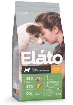 Корм Elato Holistic Puppy Medium & Maxi Chicken & Duck для щенков крупных пород с курицей и уткой и олениной