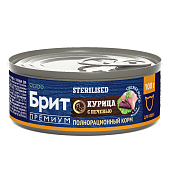 Банки Брит Премиум для стерилизованных кошек с мясом курицы и печенью