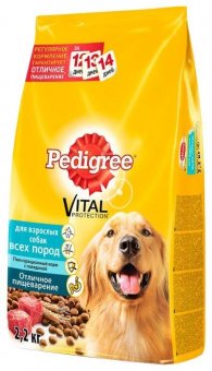 Корм Pedigree для взрослых собак всех пород с говядиной