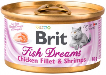 Консервы Brit Fish Dreams Chicken&Shrimps для кошек с куриным филе и креветками