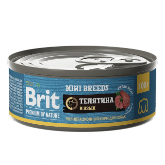 Банки Brit Premium by Nature для взрослых собак мелких пород с телятиной и языком