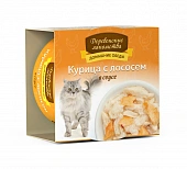 Банки Деревенские Лакомства Домашние Обеды для кошек с курицей и лососем в соусе Банки Деревенские Лакомства Домашние Обеды для кошек с курицей и лососем в соусе