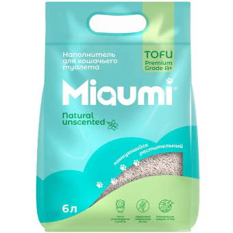 Наполнитель Miaumi Tofu Natural Unscented комкующийся тофу натуральный без ароматизатора