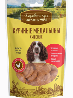 Деревенские Лакомства для собак всех пород куриные медальоны сушеные