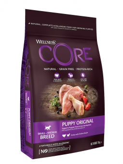 Корм Wellness Core для щенков мелких и средних пород из индейки и курицы