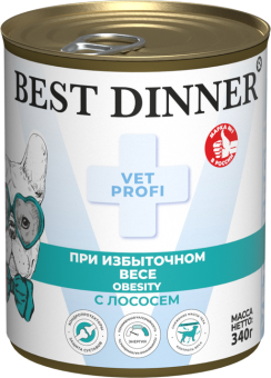 Банки Best Dinner Vet Profi Obesity для собак при для контроля избыточной массы тела с лососем