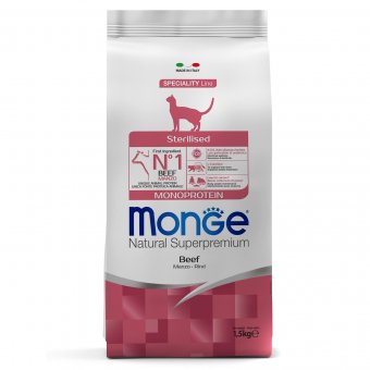 Корм Monge Cat Speciality Line Monoprotein Sterilised монопротеиновый для стерилизованных кошек из говядины