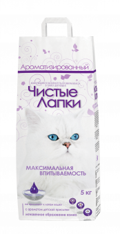 Чистые лапки. Ароматизированный комкующийся наполнитель для кошачьего туалета