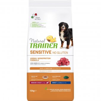 Корм Natural Trainer Sensitive Plus Adult Lamb для взрослых собак средних и крупных пород с ягненком (Без глютена)