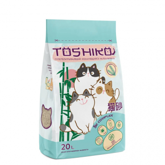 Наполнитель Toshiko комкующийся для кошачьего лотка древесный без запаха