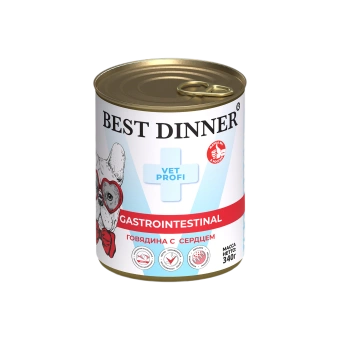 Консервы Best Dinner Vet Profi Exclusive Gastro Intestinal для собак с чувствительным пищ. с говядиной и сердцем 340г
