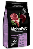 Сухой Корм Alphapet Superpremium для взрослых собак средних пород с чувствительным пищеварением с бараниной и потрошками