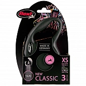 Flexi рулетка New Classic XS (до 12 кг) лента 3 м чёрная