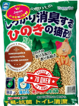 Комкующийся наполнитель Japan Premium Pet для смывания в туалет из белого кедра (хинока)