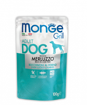 Паучи Monge Dog Grill для собак с треской