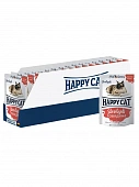 Паучи Happy Cat Sterilised для стерилизованных кошек кусочки в соусе с говядиной Паучи Happy Cat Sterilised для стерилизованных кошек кусочки в соусе с говядиной