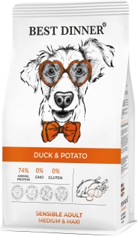 Сухой корм Best Dinner Sensible Medium&Maxi Duck&Potato для собак средних и крупных пород, утка и картофель