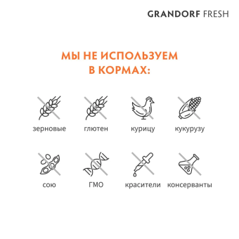 Корм Grandorf Fresh Dog Salmon Med&Maxi свежее филе лосося с бататом для взрослых собак средних и крупных пород