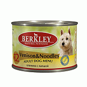 Консервы Berkley №12 Adult Venison&Noodles для собак с олениной и лапшой