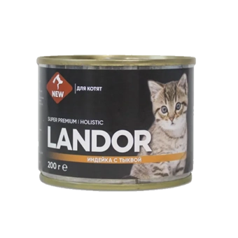 Консервы Landor Kitten для котят с индейкой и тыквой