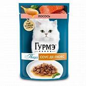 Влажный корм Гурмэ Перл Соус Де-люкс для кошек, с лососем в роскошном соусе, Пауч Влажный корм Гурмэ Перл Соус Де-люкс для кошек, с лососем в роскошном соусе, Пауч