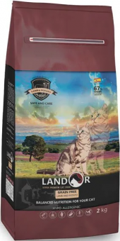 Корм Landor Hairball Adult Cat беззерновой для кошек для контроля образования комочков шерсти и контроля веса с ягнёнком