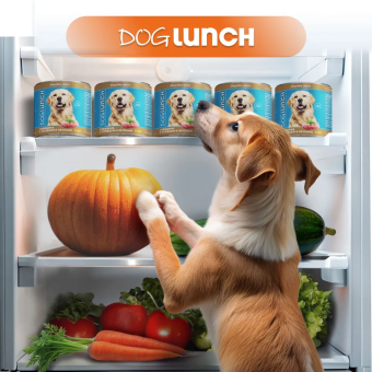 Банки Dog Lunch Здоровое меню для собак с говядиной и сердцем и печенью в желе