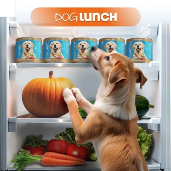 Банки Dog Lunch Здоровое меню для собак с говядиной и сердцем и печенью в желе