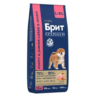 Корм Brit Premium Puppy & Junior Large & Giant для щенков крупных и гигантских пород с курицей