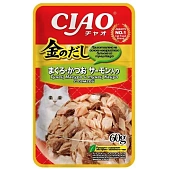 Паучи Inaba Chiao Kinnodashi для кошек с тунцом Магуро и тунцом Кацуо с сёмгой Паучи Inaba Chiao Kinnodashi для кошек с тунцом Магуро и тунцом Кацуо с сёмгой