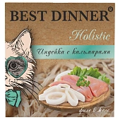 Ламистеры Best Dinner Holistic для стерилизованных кошек мясные волокна в желе с индейкой и кальмаром Ламистеры Best Dinner Holistic для стерилизованных кошек мясные волокна в желе с индейкой и кальмаром