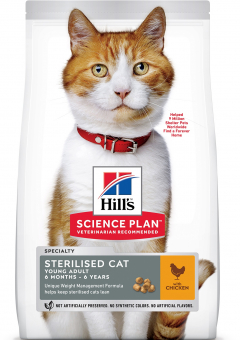 Корм Hill's Science Plan Adult Cat Sterilised Chicken для стерилизованных кошек и кастрированных котов с курицей