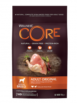 Корм Wellness Core для взрослых собак средних пород из индейки и курицы