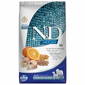 Сухой Корм Farmina N&D Adult Ocean Low Grain Medium&Maxi для собак средних и крупных пород треска с апельсином Сухой Корм Farmina N&D Adult Ocean Low Grain Medium&Maxi для собак средних и крупных пород треска с апельсином