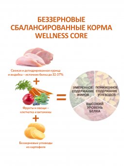 Корм Wellness Core для взрослых собак средних и крупных пород из индейки со сниженным содержанием жира