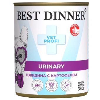 Банки Best Dinner Exclusive Urinary для собак с профилактикой мочекаменной болезни с говядиной и картофелем