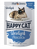 Паучи Happy Cat Sterilised для кошек кусочки в желе с лососем Паучи Happy Cat Sterilised для кошек кусочки в желе с лососем