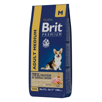 Корм Brit Premium Adult Medium Dog для собак средних пород с курицей