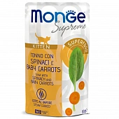 Паучи Monge Supreme kitten для котят из тунца со шпинатом и мини-морковью Паучи Monge Supreme kitten для котят из тунца со шпинатом и мини-морковью