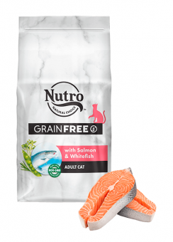 Корм Nutro Grain Free для кошек с лососем и белой рыбой и экстрактом розмарина