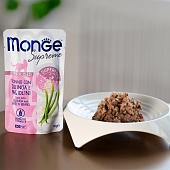 Паучи Monge Supreme sterilized cat для стерилизованных кошек из тунца с киноа и зелёной фасолью Паучи Monge Supreme sterilized cat для стерилизованных кошек из тунца с киноа и зелёной фасолью