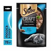 Паучи Sheba Craft для кошек. Тонкие ломтики из лосося в соусе Паучи Sheba Craft для кошек. Тонкие ломтики из лосося в соусе