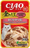 Паучи Inaba Kinnodashi для кошек с тунцом магуро и туннцом кацуо Паучи Inaba Kinnodashi для кошек с тунцом магуро и туннцом кацуо