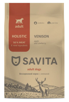 Корм Savita Holistic Adult Dogs Venison беззерновой для взрослых собак с мясом оленины