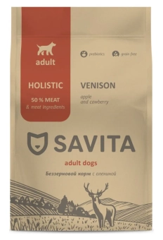Корм Savita Holistic Adult Dogs Venison беззерновой для взрослых собак с мясом оленины