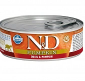 Консервы Farmina N&D Quail & Pumpkin для кошек с перепелом и тыквой Консервы Farmina N&D Quail & Pumpkin для кошек с перепелом и тыквой