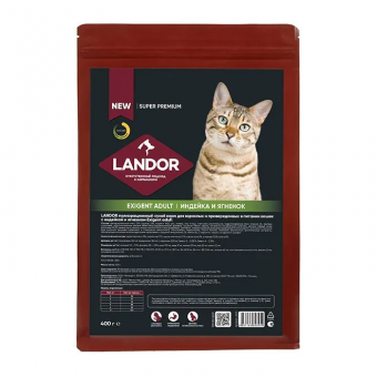 Корм Landor Exigent Adult для кошек привередливых в питании с индейкой и ягненком