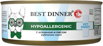 Консервы Best Dinner Vet Profi Exclusive Hypoallergenic для собак при пищевой аллергии с кониной и рисом