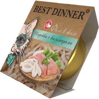Ламистеры Best Dinner Holistic для стерилизованных кошек мясные волокна в желе с индейкой и кальмаром